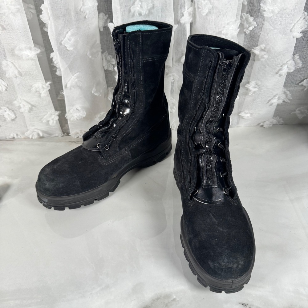 Bates Black Suede Tactical Boots Front Zip Oil Resisting Vibram LEO Military 9M
